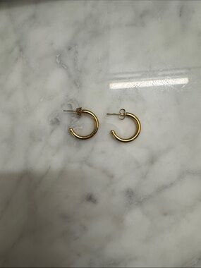 Polished Gold Mini Hoop Stud Earrings